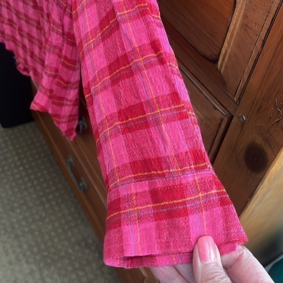 NWOT Anthropologie Women’s Pink And Yellow Blouse Size Large - Picture 4 of 10